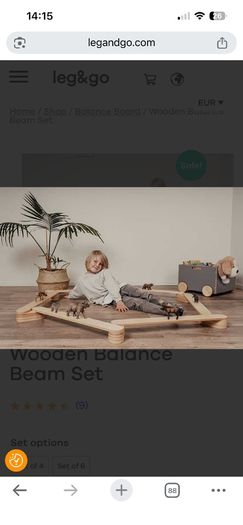Kids wooden balance beam