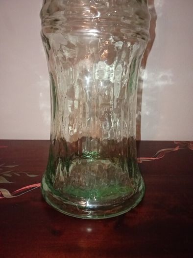 Collectable Bamboo Shaped Large Heavy Vase Green Recycled Glass.