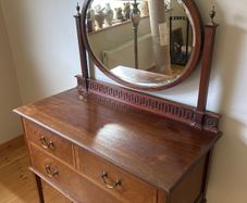 Vintage Solid Hardwood Dressing Table with Oval Mirror