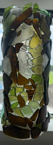 Sea Glass Candle Holder or Coin Bottle