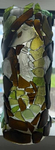 Sea Glass Candle Holder or Coin Bottle