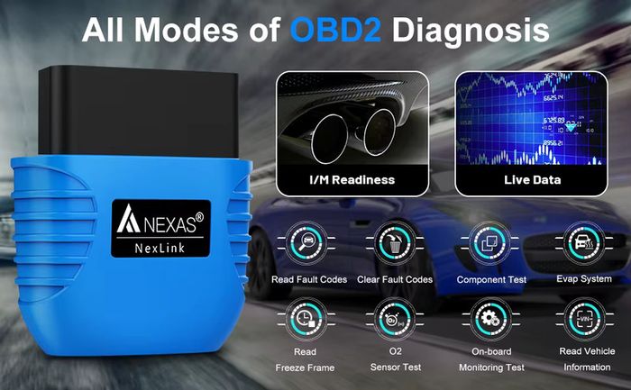 NEXAS Bluetooth 5.0 OBD2 EOBD Motorcycle Motorbike Diagnostic Scanner for iOS Android Windows Fault Code Reader Diagnostic Scan Tool