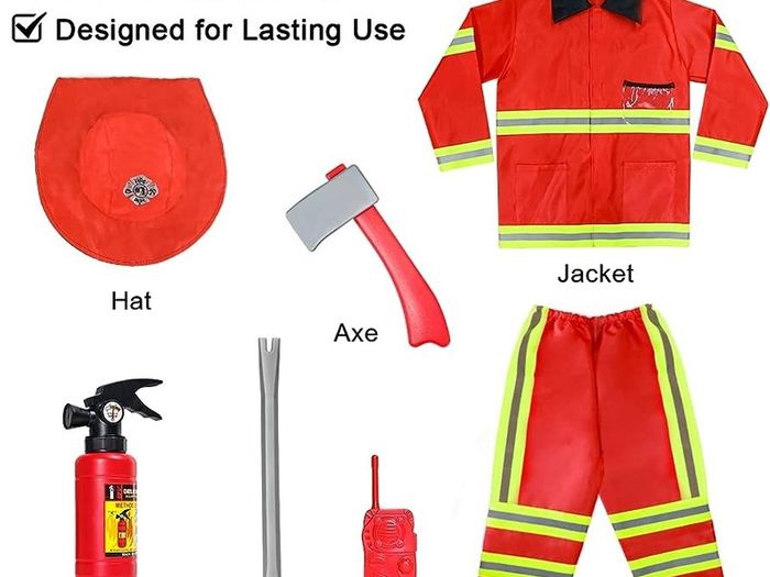 Role Play Halloween Costumes, Fireman Costume with Firefighter Outfit Toys Accessories for Children (FREE SHIPPING)