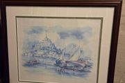 "Le Mont St Michel Maree Basse" Signed Watercolour framed