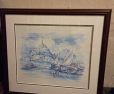 "Le Mont St Michel Maree Basse" Signed Watercolour framed