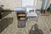 camping kitchen table and shelves