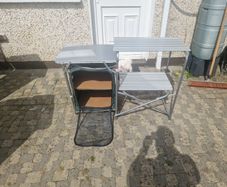 camping kitchen table and shelves
