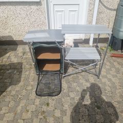 camping kitchen table and shelves