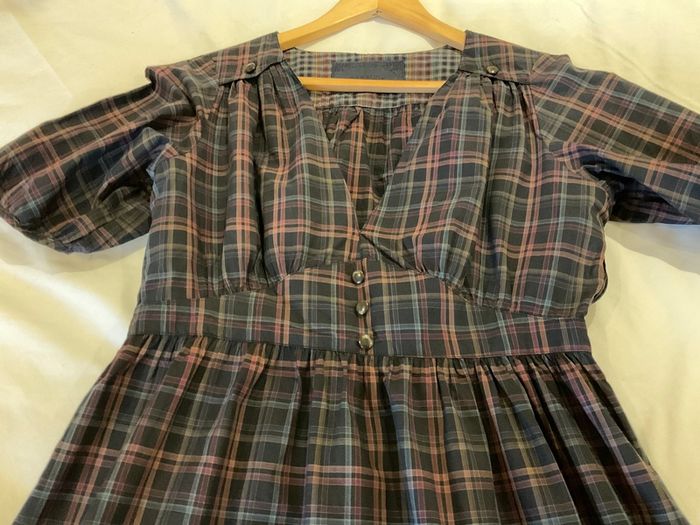 Gorgeous French designer Sessun black check boho style dress L 12