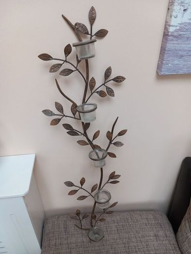 Metal wall art / tea light holders x 3