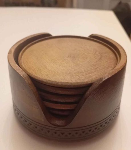 mid century teak coasters