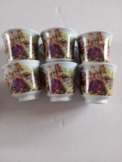 Vintage Yamasen Japan Espresso Set - 6 Cups & Saucers 24K Gold Porcelain