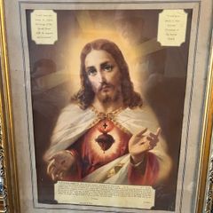 Vintage Large  Sacred Heart Picture