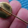 Vintage English Gold Tone Enamel Blood Donor Stick Pin Brooch Twin Hearts Crown Windsor Image 3