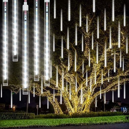 NEW SALE- Meteor Shower Rain Lights, Rilitor Falling Rain Lights Waterproof 192 LEDs 8 Tubes 11.8 inch Drop Icicle Fairy String Lights for Christmas Halloween