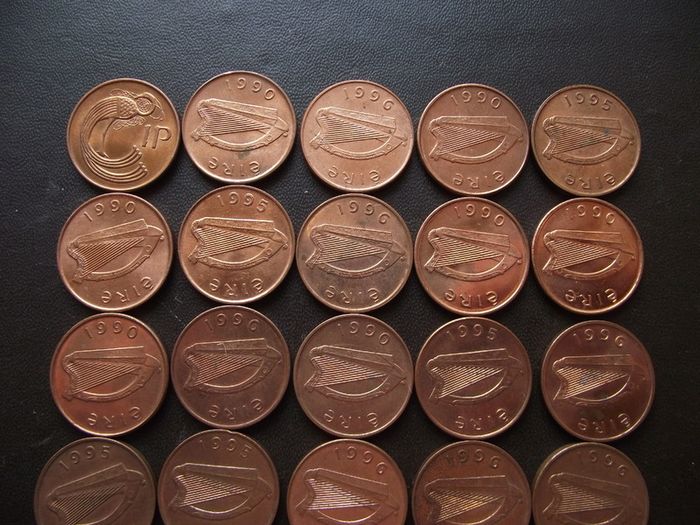 30 Irish 1 penny coins (1988-2000) Nice Condition!