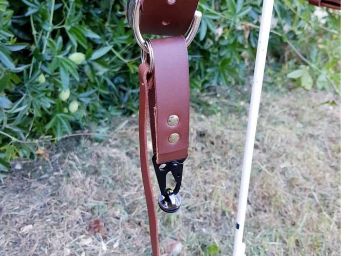 Brown leather double camera harness