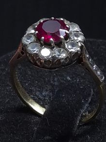 Antique 18ct Ruby Diamond Ring