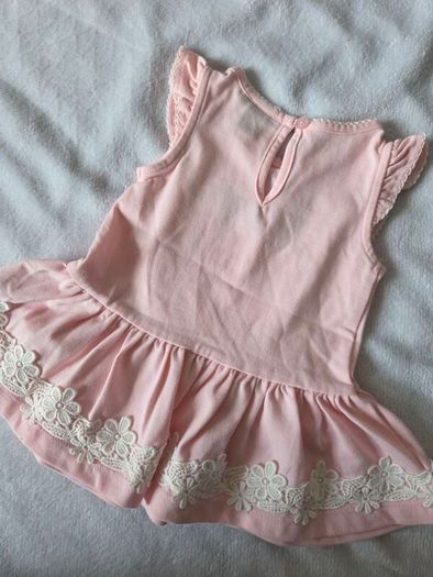 Tommy Hilfiger Baby Girl Pink Dress with Lace Trim (18 Months)
