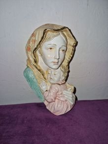 Hand painted Italian made Madonna and child wall sculpture
