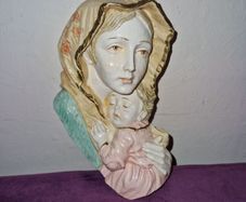 Hand painted Italian made Madonna and child wall sculpture
