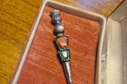 Vintage Mans Scottish Dirk Brooch with Agate and Glass Stones