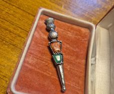 Vintage Mans Scottish Dirk Brooch with Agate and Glass Stones