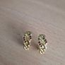 Vintage Gold Tone and Red Crystal Earrings Image 3