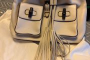 Cream leather Gucci bamboo back pack bag