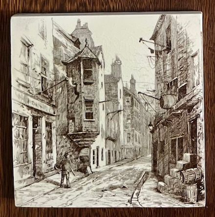 Set of 6 Antique Minton 'The Views' Victorian Tiles c.1885