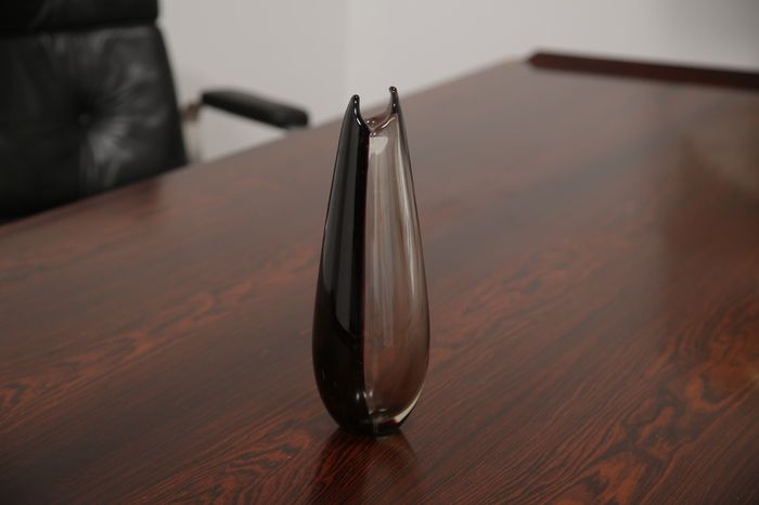 Vintage Clear & Lilac Decorative Glass Vase by Sirkku Kumela-Lehtonen, 1960s