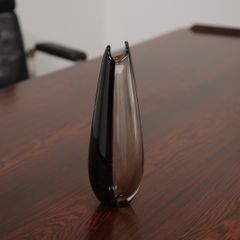 Vintage Clear & Lilac Decorative Glass Vase by Sirkku Kumela-Lehtonen, 1960s