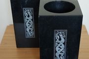Vintage Set of Black Marble Pen/Pencil Holders