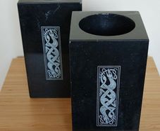 Vintage Set of Black Marble Pen/Pencil Holders