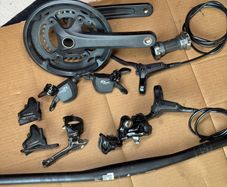 r9 microshift groupset 2x9 flat bar with tektro disc brakes and crankset