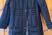 JET BLACK Per Una Feather &amp; Down Puffer Coat Jacket. Black. Medium.  Quality Filling &amp; Very Warm. Super condition. JET BLACK.
