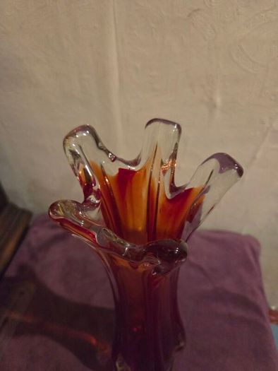 Mid Century Glass Swung Vase