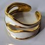 Double Layer Geometric White & Gold Open Ring Image 3