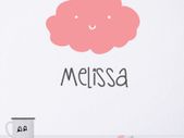 Child's Name Wall Decal, Personalised Name Stickers, Cloud Wall Decal, Personalized Name Decals, Baby Kids Room Decor, Nursery Wall Art