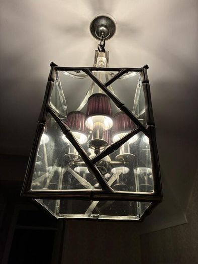 Large Antique Silver bamboo ceiling light