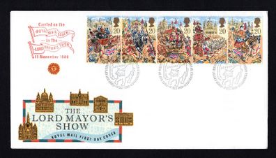 1989 Great Britain The 800th Anniversary of the Show of Lord Mayor Commemorative Stamp First Day Cover (FDC) with further Carried on The Royal Mail Coach in the Lord Mayor's Show 11th November 1989