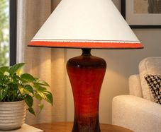 Louis Mulcahy Large Handmade Lamp and Original Hand-Painted Shade 69cm