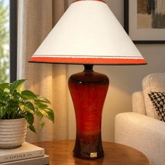 Louis Mulcahy Large Handmade Lamp and Original Hand-Painted Shade 69cm