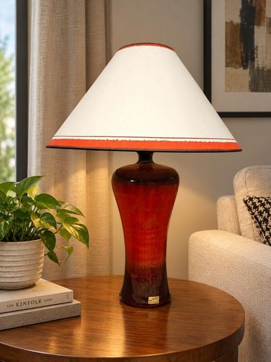 Louis Mulcahy Large Handmade Lamp and Original Hand-Painted Shade 69cm
