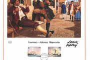 1987 Alderney Limited Edition Lithographed Print measuring 333mm X 257mm showing Alderney Shipwrecks Commemorative stamps with First Day of Issue Cancel