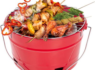 Charcoal Barbecues, Uten Portable BBQ Grill, Premium Charcoal Grill Table Grill Stainless Steel Barbecue Charcoal Grill for Outdoor Camping Red