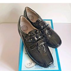 Waldlaufer Henni Black Patent Leather Comfort Shoes UK 3.5 Wide Fit BNIB  CAN POST