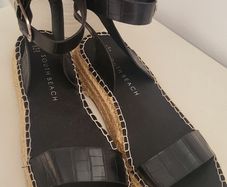 SOUTH BEACH black woven straw sole sandals Sz 7