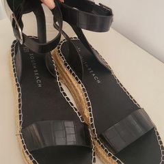 SOUTH BEACH black woven straw sole sandals Sz 7