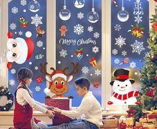 385 Pcs Christmas Window Stickers 10 Sheets Double-Sides Xmas Window Decorations/Santa Clings for Office Christmas Themed Party